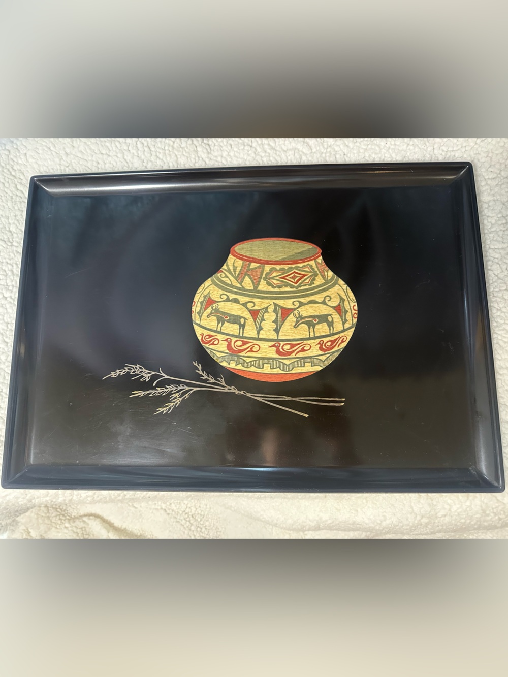 MCM Couroc Monterey CA Phenolic Resin Tray Native American Pottery Wheat